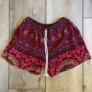 Red flowy shorts